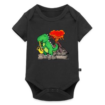 Jazz Musik Orchester Kinder Dinosaurier Saxophon - Baby Premium Kurzarmbody - Schwarz - Vorne