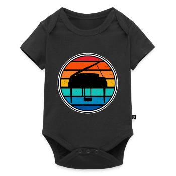 Klavier Flügel vintage funny Design - Baby Premium Kurzarmbody - Schwarz - Vorne