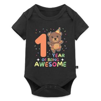Bear for the 1st birthday for children one year old - Baby Premium short-sleeve bodysuit - black - Front