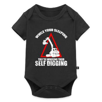 Baggerführer für Bagger und Sandbagger - Baby Premium Kurzarmbody - Schwarz - Vorne