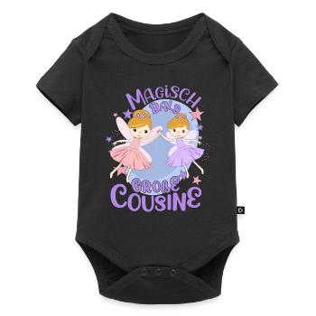Cousine Ich werde große Cousine Cousinen Nachwuchs - Baby Premium Kurzarmbody - Schwarz - Vorne