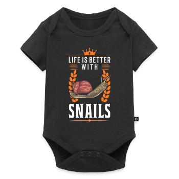 Life is better with a snail - Baby Premium short-sleeve bodysuit - black - Front
