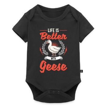 Life is better with geese goose breeders - Baby Premium short-sleeve bodysuit - black - Front