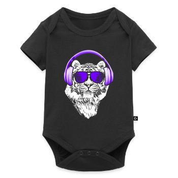 Tiger Sonnenbrille Kopfhörer Party Tigerliebhaber - Baby Premium Kurzarmbody - Schwarz - Vorne