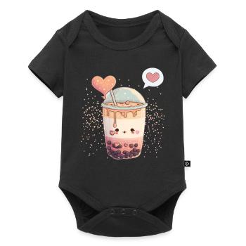 Kawaii Boba Tea for Valentine's Day Bubble Tea Hearts - Baby Premium short-sleeve bodysuit - black - Front