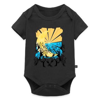 Fantaisie céleste Croissant de Lune Cheval Cheval - Body à manches courtes Premium Bébé - noir - Devant