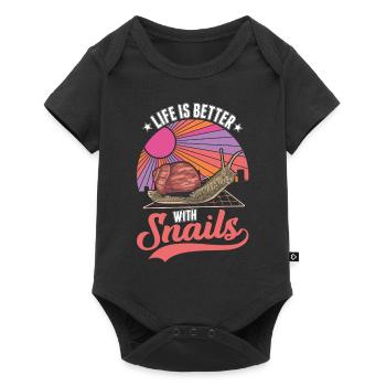 Life is better with a snail - Baby Premium short-sleeve bodysuit - black - Front