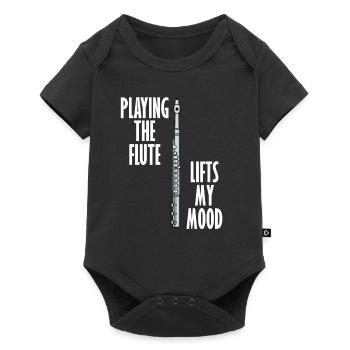Flute Lifts Mood Ironic Flutist Musician Orchestra - Baby Premium short-sleeve bodysuit - black - Front