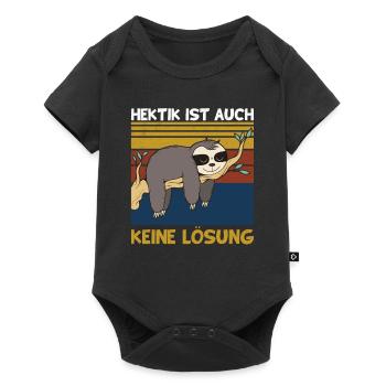 Hektik ist auch keine Lösung Faultier - Baby Premium Kurzarmbody - Schwarz - Vorne