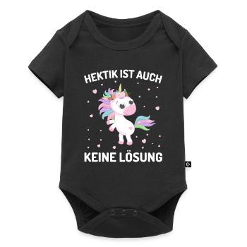 Hektik ist auch keine Lösung Einhorn - Baby Premium Kurzarmbody - Schwarz - Vorne