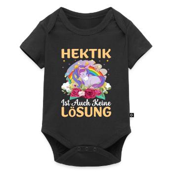 Hektik ist auch keine Lösung Einhorn ausruhen - Baby Premium Kurzarmbody - Schwarz - Vorne