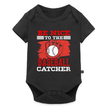 Be Nice to Baseball Catcher Player Catcher Hobby - Baby Premium short-sleeve bodysuit - black - Front
