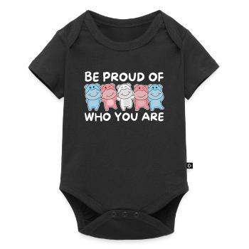 Trans Flag Gay Pride LGBTQ Hippo - Baby Premium Kurzarmbody - Schwarz - Vorne