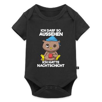 Ich Darf So Aussehen Ich Hatte Nachtschicht Eule - Baby Premium Kurzarmbody - Schwarz - Vorne