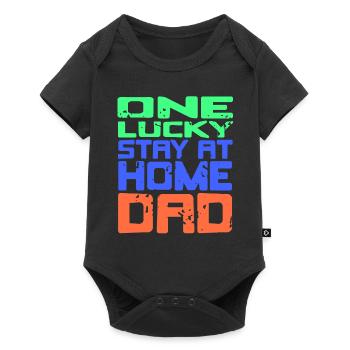 One Lucky Stay At Home DAD Retro Funny Designs - Baby Premium Kurzarmbody - Schwarz - Vorne