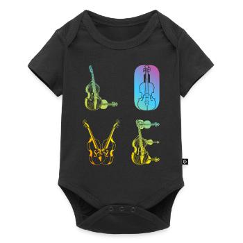 Double Bass LOVE Contrabass Instrument Double Bass - Baby Premium Kurzarmbody - Schwarz - Vorne