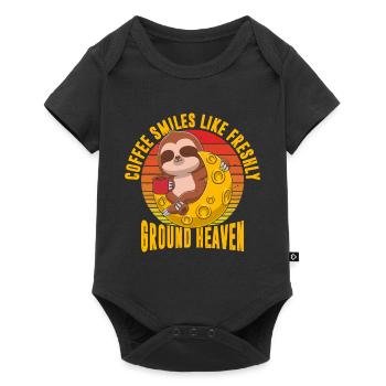 Coffee smiles like freshly ground heaven - Baby Premium short-sleeve bodysuit - black - Front