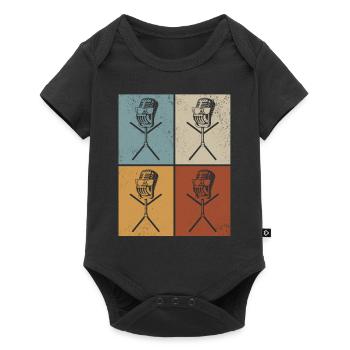 Podcast Microphone Funny Stick Figure Podcast - Baby Premium Kurzarmbody - Schwarz - Vorne