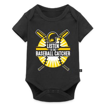 Listening to the Baseball Catcher Catcher Player Hobby - Baby Premium short-sleeve bodysuit - black - Front