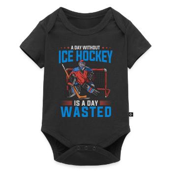 CE hockey player, ice hockey stick, ice hockey - Baby Premium short-sleeve bodysuit - black - Front