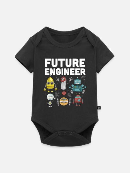 Roboter - Baby Premium Kurzarmbody - Schwarz