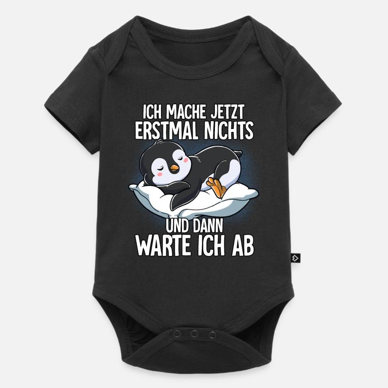 Langschläfer Pinguin Müde Schlaf - Baby Premium Kurzarmbody - Schwarz