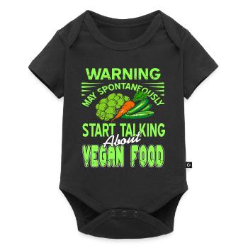 Warning May Spontaneously Start Talking Vegan - Baby Premium short-sleeve bodysuit - black - Front