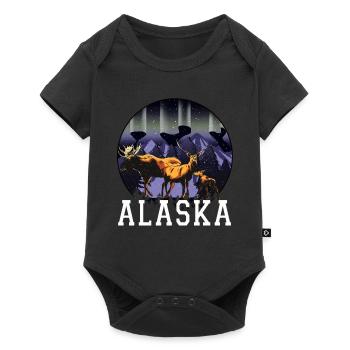 Alaska Geschenk USA Natur Bär Denali Grizzly Wald - Baby Premium Kurzarmbody - Schwarz - Vorne