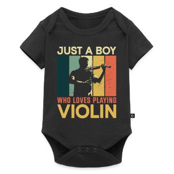 Violon Violoniste Rétro Vintage - Body à manches courtes Premium Bébé - noir - Devant