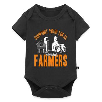 Soutenez votre t-shirt rétro Female Farmers local - Body à manches courtes Premium Bébé - noir - Devant