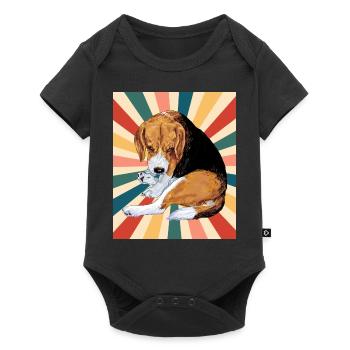 Mignon Beagle Dog Breed 80s 90s Retro Style Vintage - Body à manches courtes Premium Bébé - noir - Devant