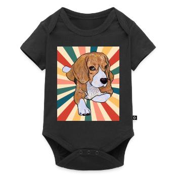 Mignon Beagle Dog Breed 80s 90s Retro Style Vintage - Body à manches courtes Premium Bébé - noir - Devant