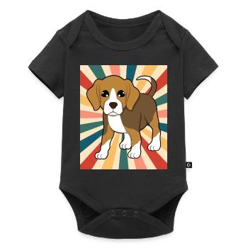 Mignon Beagle Dog Breed 80s 90s Retro Style Vintage - Body à manches courtes Premium Bébé - noir - Devant