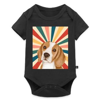Mignon Beagle Dog Breed 80s 90s Retro Style Vintage - Body à manches courtes Premium Bébé - noir - Devant