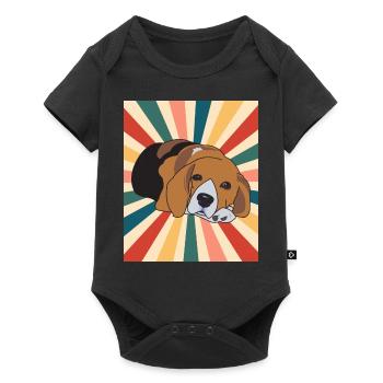 Mignon Beagle Dog Breed 80s 90s Retro Style Vintage - Body à manches courtes Premium Bébé - noir - Devant