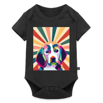 Mignon Beagle Dog Breed 80s 90s Retro Style Vintage - Body à manches courtes Premium Bébé - noir - Devant