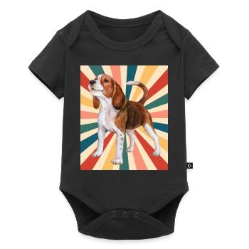 Mignon Beagle Dog Breed 80s 90s Retro Style Vintage - Body à manches courtes Premium Bébé - noir - Devant