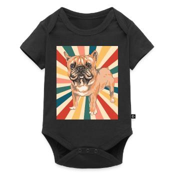 Mignon Français Bulldog Dog Race 80s 90s Style Rétro - Body à manches courtes Premium Bébé - noir - Devant