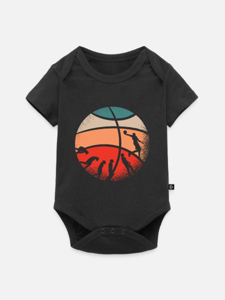 Basketball Evolution From Monkey To Men BBall - Baby Premium Kurzarmbody - Schwarz