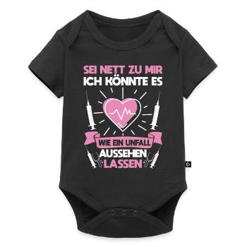 Lustiger Pflege Spruch Krankenpflegerin - Baby Premium Kurzarmbody - Schwarz - Vorne