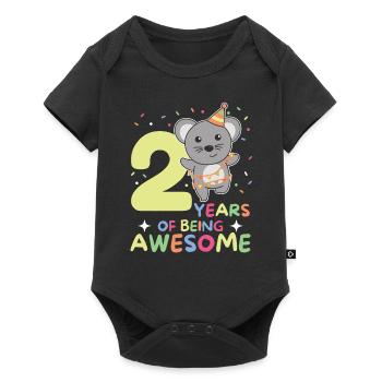 Souris pour les enfants de 2ème anniversaire de deux ans - Body à manches courtes Premium Bébé - noir - Devant