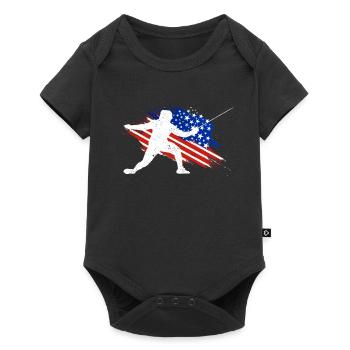 Fencer American Flag T-Shirt I Proud - Baby Premium short-sleeve bodysuit - black - Front