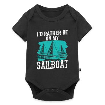 I would rather be sailing on my sailboat - Baby Premium short-sleeve bodysuit - black - Front