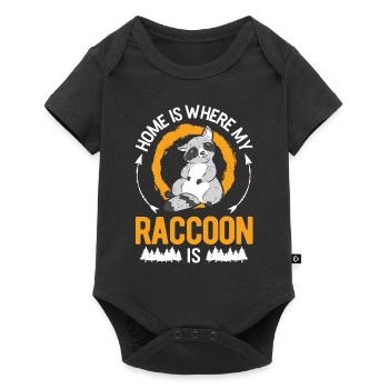 Home is where my raccoon is - Baby Premium short-sleeve bodysuit - black - Front