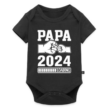 Schwangerschaft Werdende Eltern Geschenk Papa 2024 - Baby Premium Kurzarmbody - Schwarz - Vorne