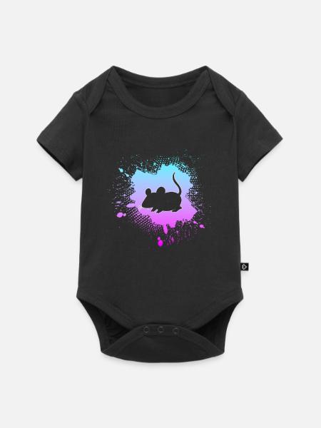 Maus - Baby Premium Kurzarmbody - Schwarz