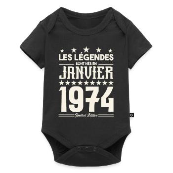 cadeau d'anniversaire janvier 1974. Janvier 1974. - Body à manches courtes Premium Bébé - noir - Devant
