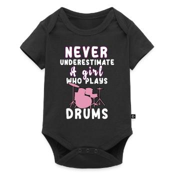 Never underestimate a girl who plays drums - Baby Premium short-sleeve bodysuit - black - Front