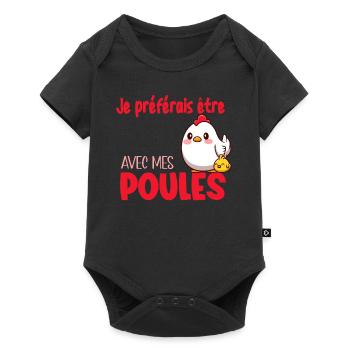 Je Préférais Être Avec Mes Poules Humour Jardinage - Body à manches courtes Premium Bébé - noir - Devant