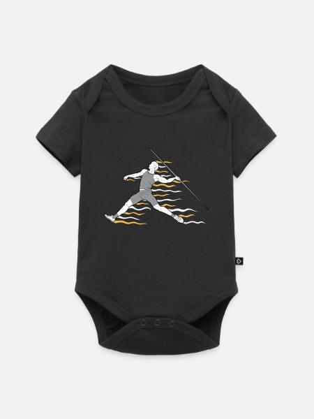 Speerwurfstrecker Leichtathletik Speerwerfer - Baby Premium Kurzarmbody - Schwarz